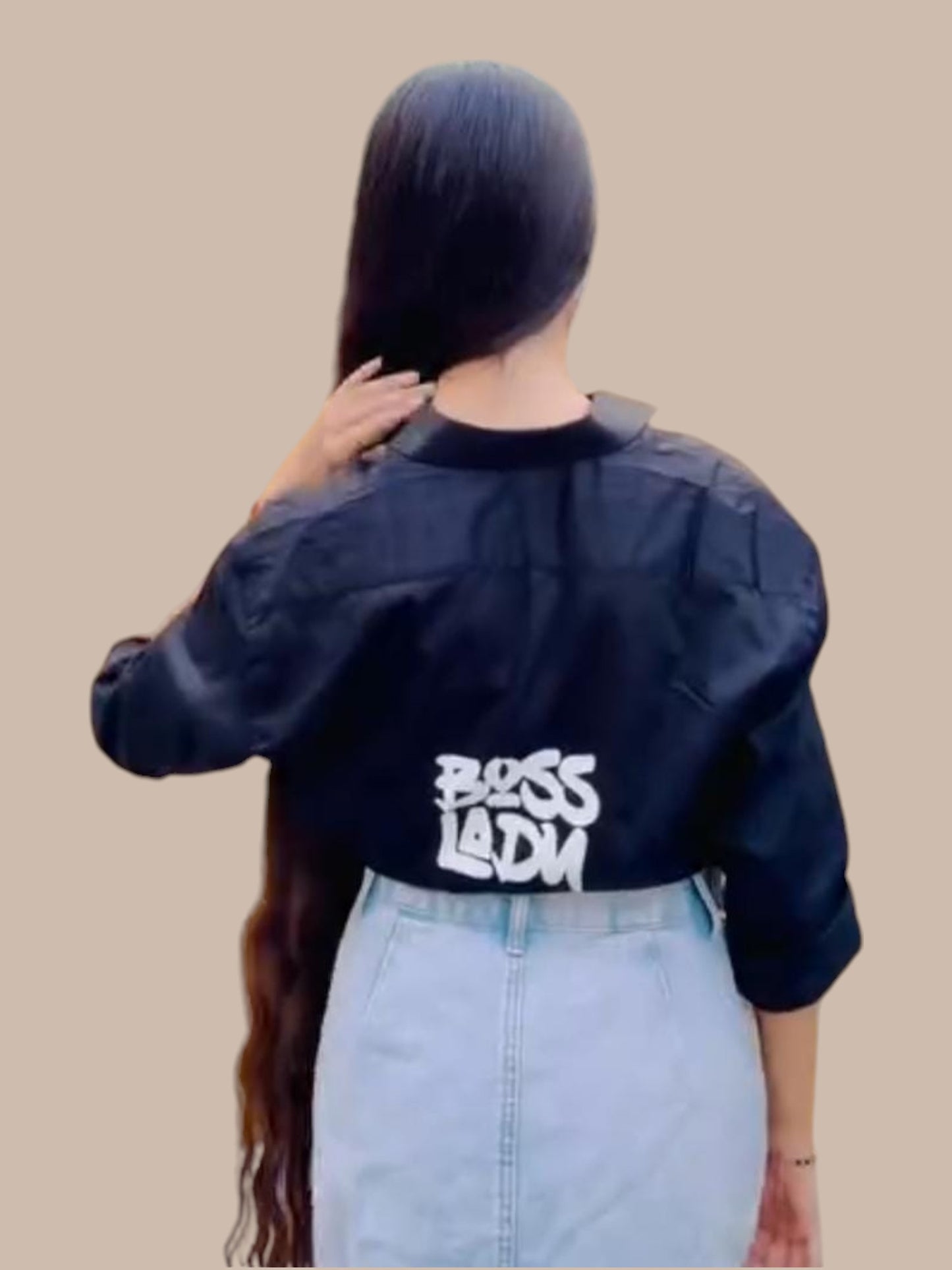 “Boss Lady” Black Cotton FullSleeves Shirt For Women