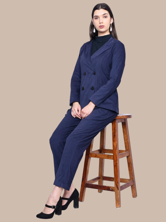 NAVY CORDUROY BLAZER PANT CO-ORDS SET