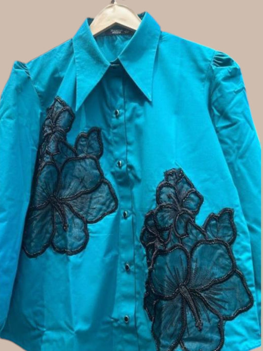 2D EMBROIDERED FLORAL SHIRT