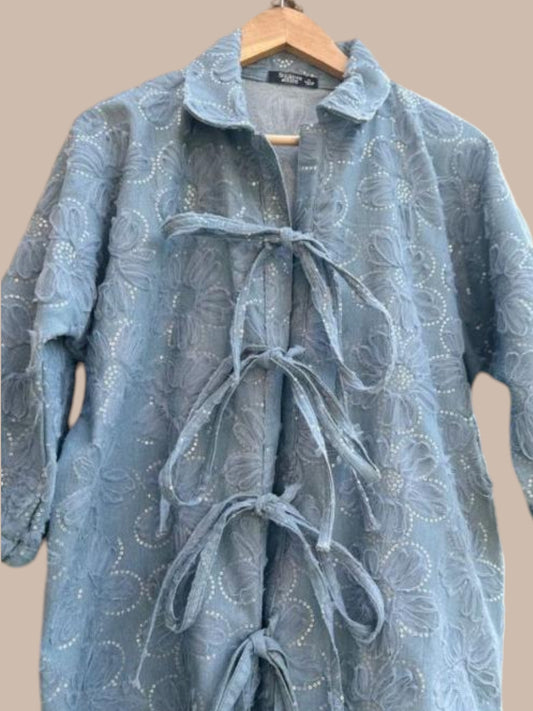 EMBROIDERED FLORAL WITH TIE UP
