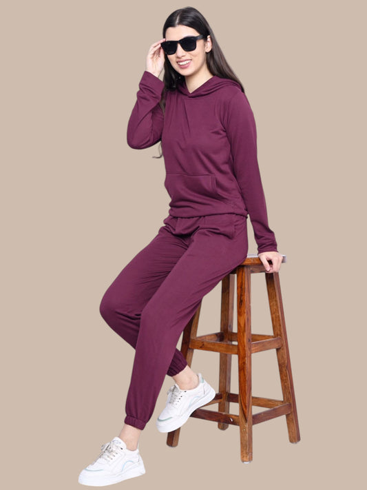 WINE FLEECE HOODY CO-0RDS SET