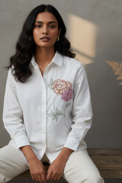 Blossom Grace Embroidered Shirt
