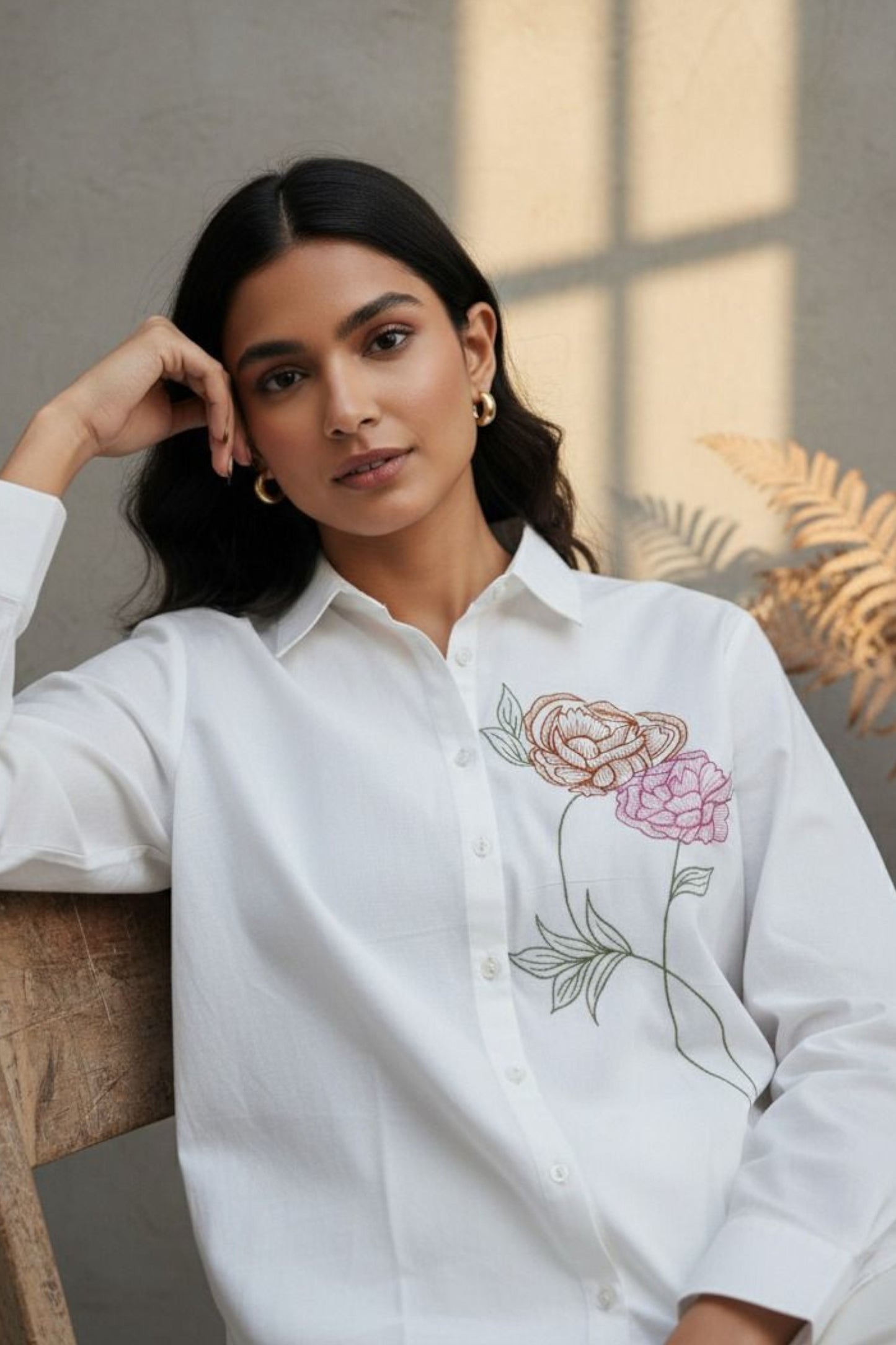 Blossom Grace Embroidered Shirt