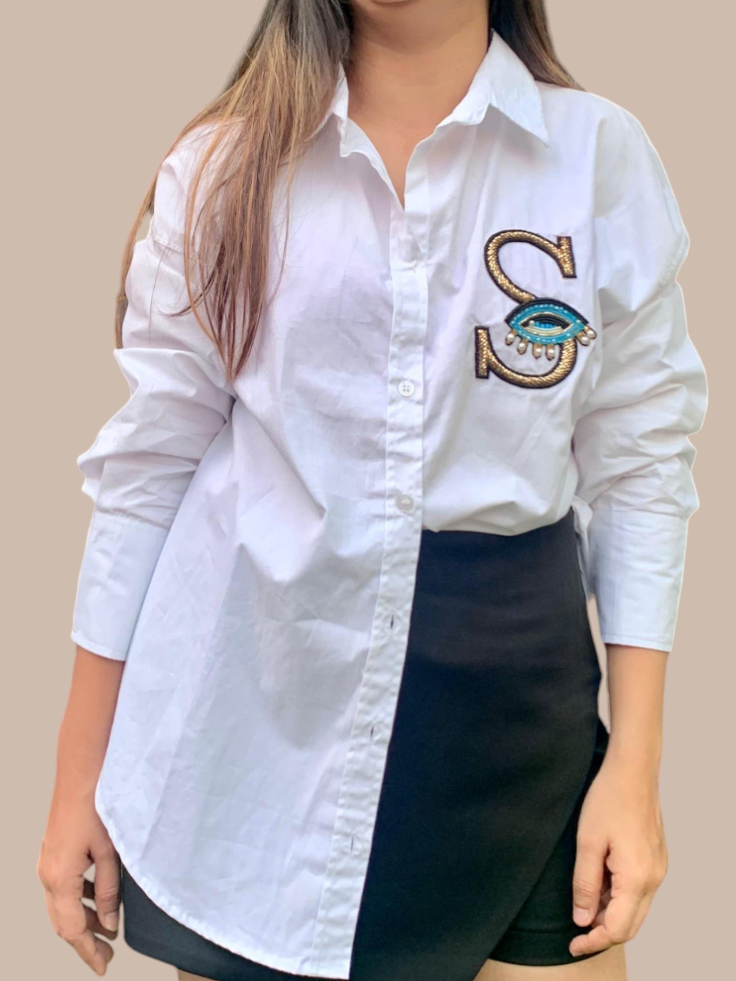 MONOGRAM OVERSIZE COTTON SHIRT