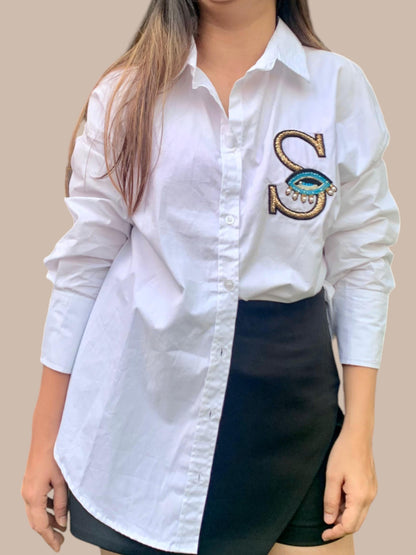 MONOGRAM OVERSIZE COTTON SHIRT