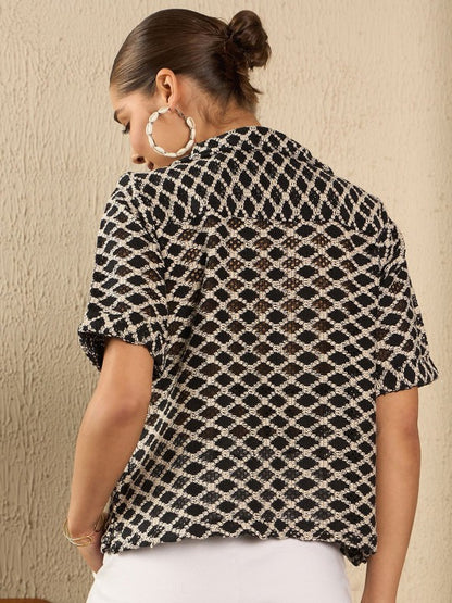 Monochrome Geometric Weave Shirt