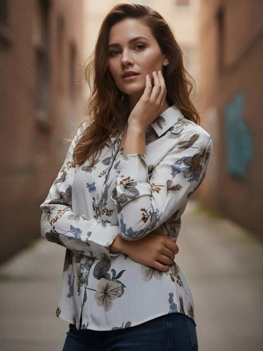 Ivory Meadow Floral Print Shirt