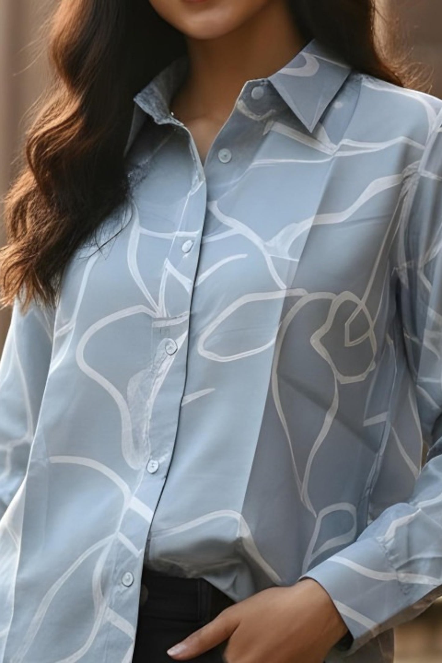Soft Sky Abstract Line Shirt