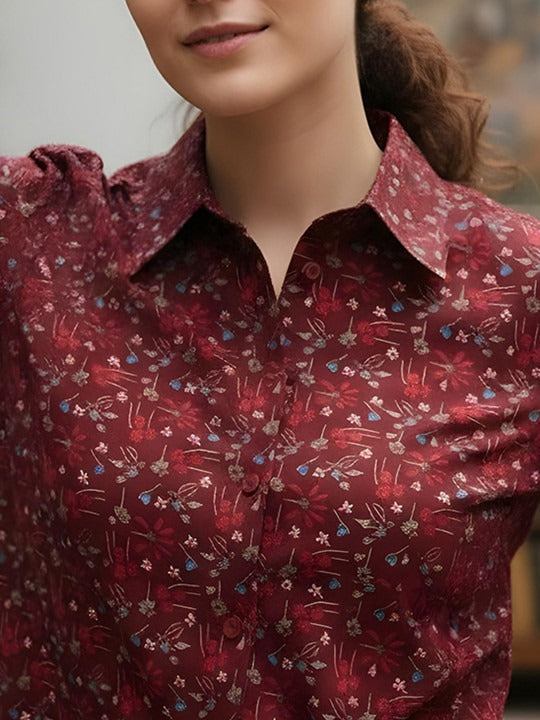 Garnet Bloom Micro-Floral Shirt