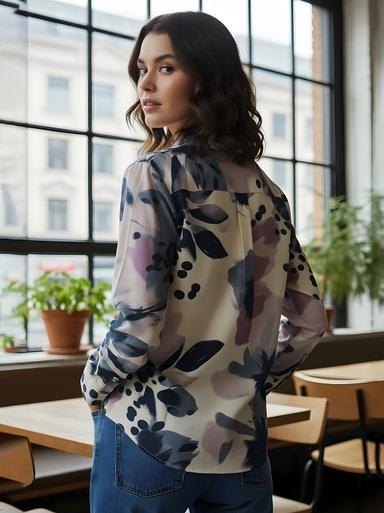 Misty Bloom Watercolor Print Shirt