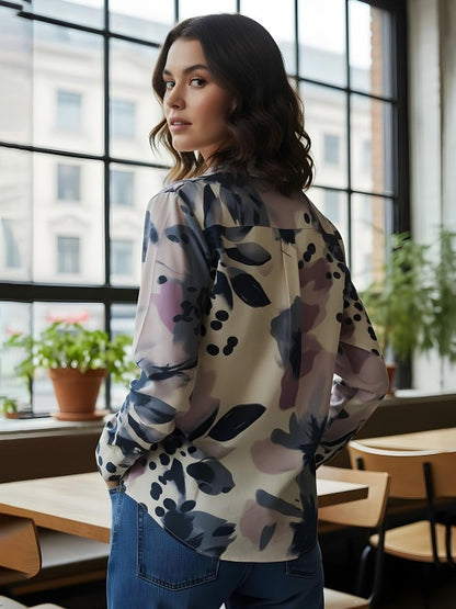 Misty Bloom Watercolor Print Shirt