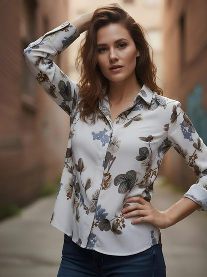 Ivory Meadow Floral Print Shirt