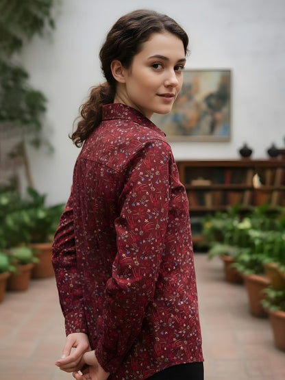Garnet Bloom Micro-Floral Shirt