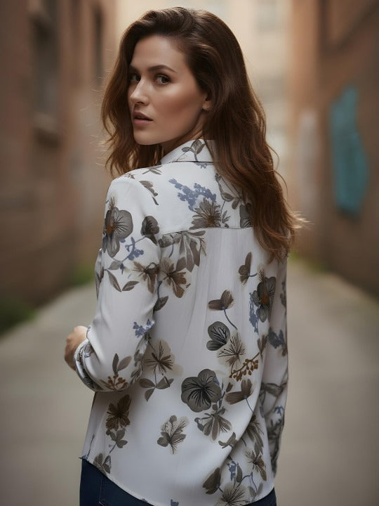Ivory Meadow Floral Print Shirt