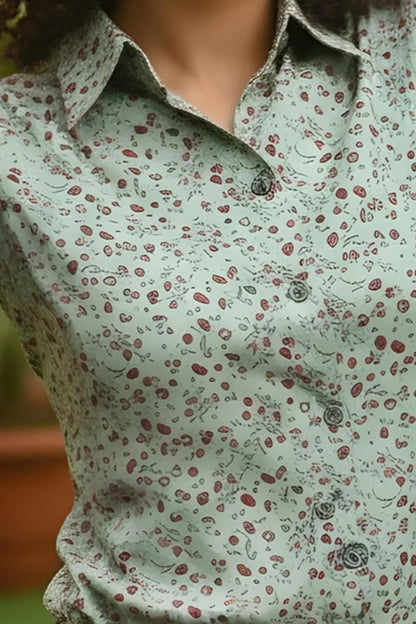 Mint Floral Print Casual Shirt