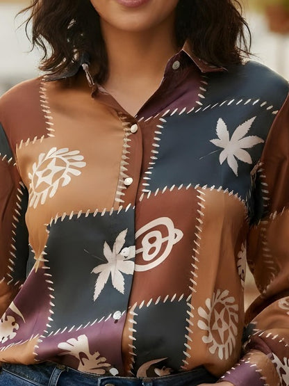 Brown & Black Patchwork Motif Shirt