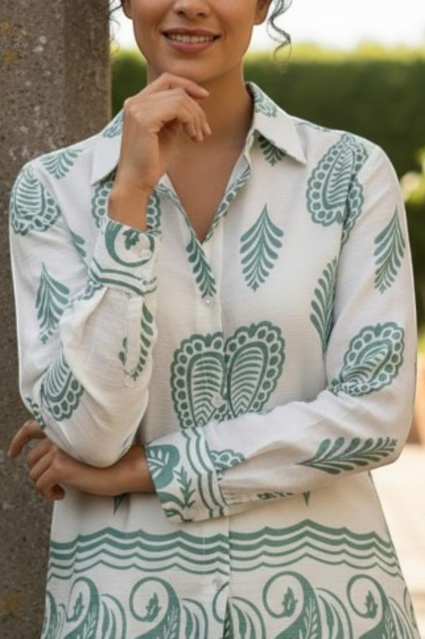 Seafoam Heritage Motif Shirt