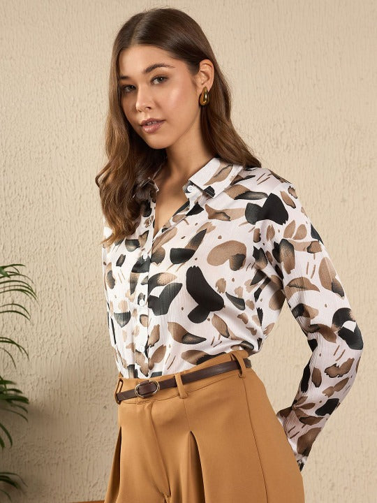 Abstract Brushstroke Print Shirt