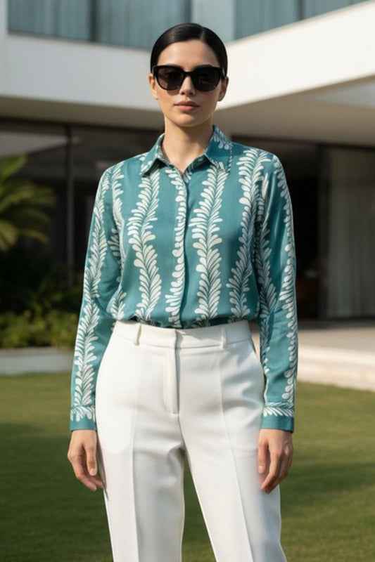 Aqua Fern Printed Shirt