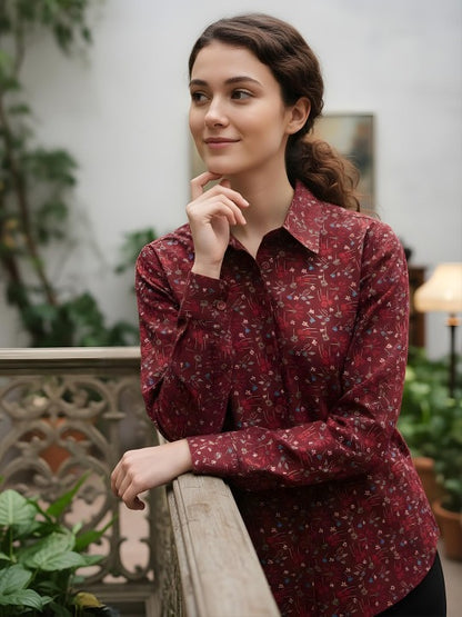 Garnet Bloom Micro-Floral Shirt