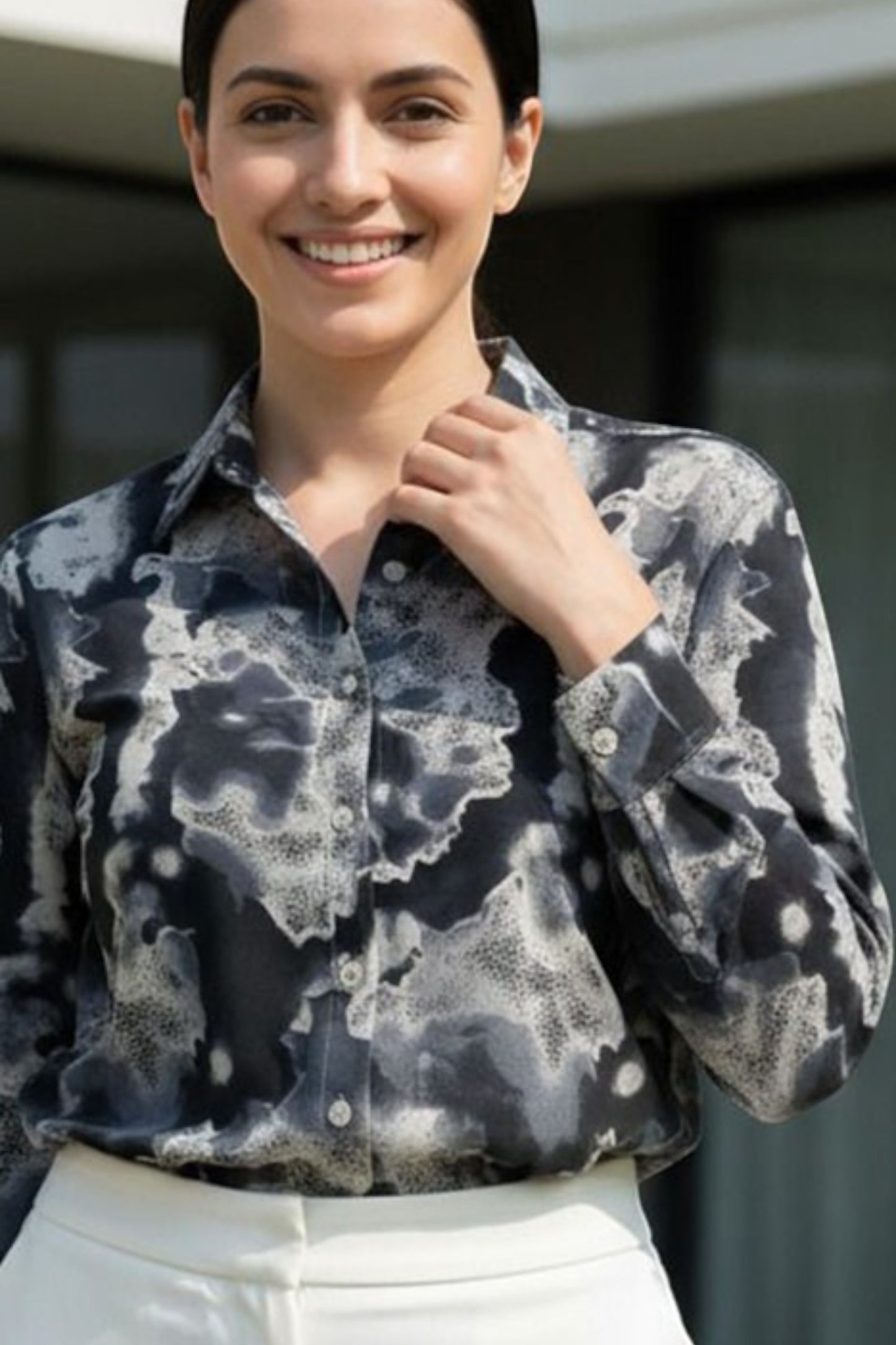 Monochrome Marble Print Shirt