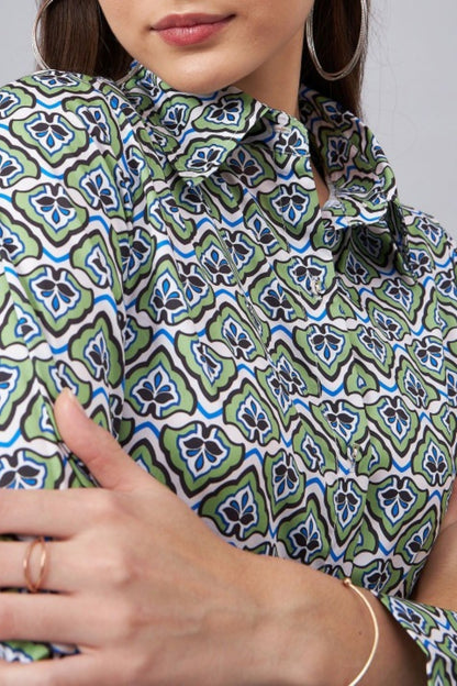GeoMint Structured Print Shirt