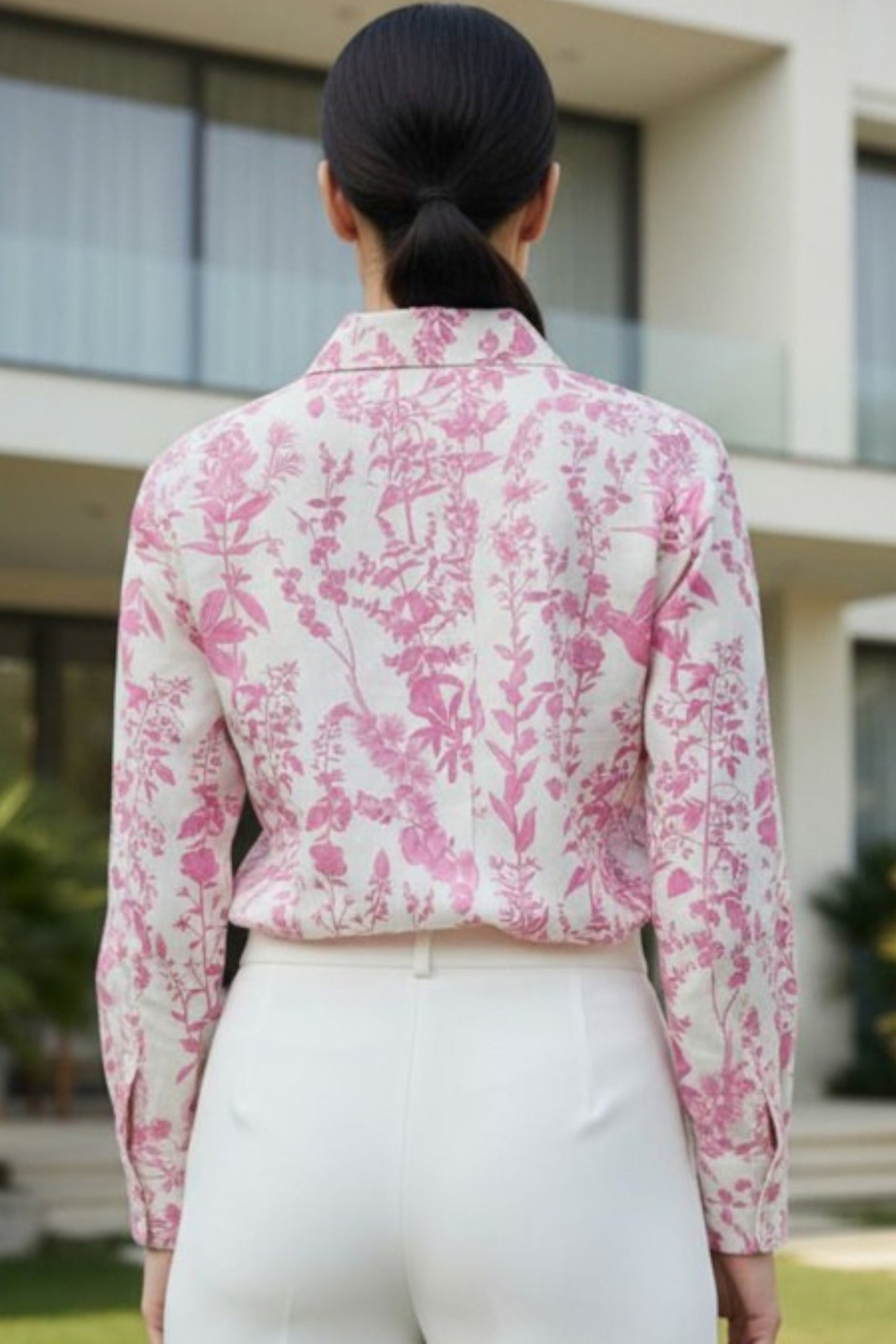 Pink Botanical Print Classic Shirt