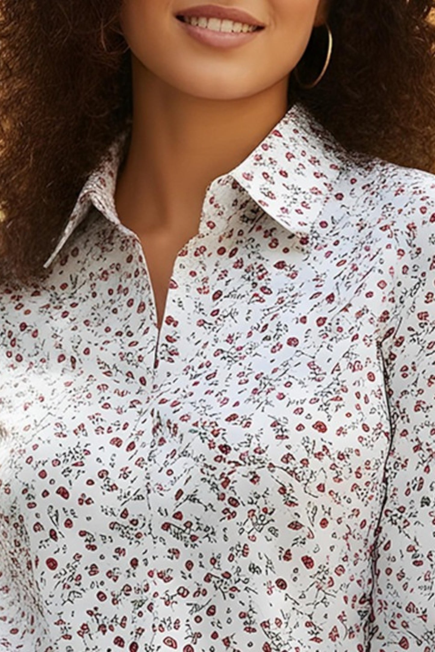 White Botanical Pattern Everyday Shirt