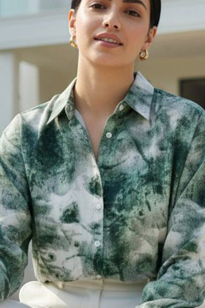 Emerald Mist Abstract Print Shirt