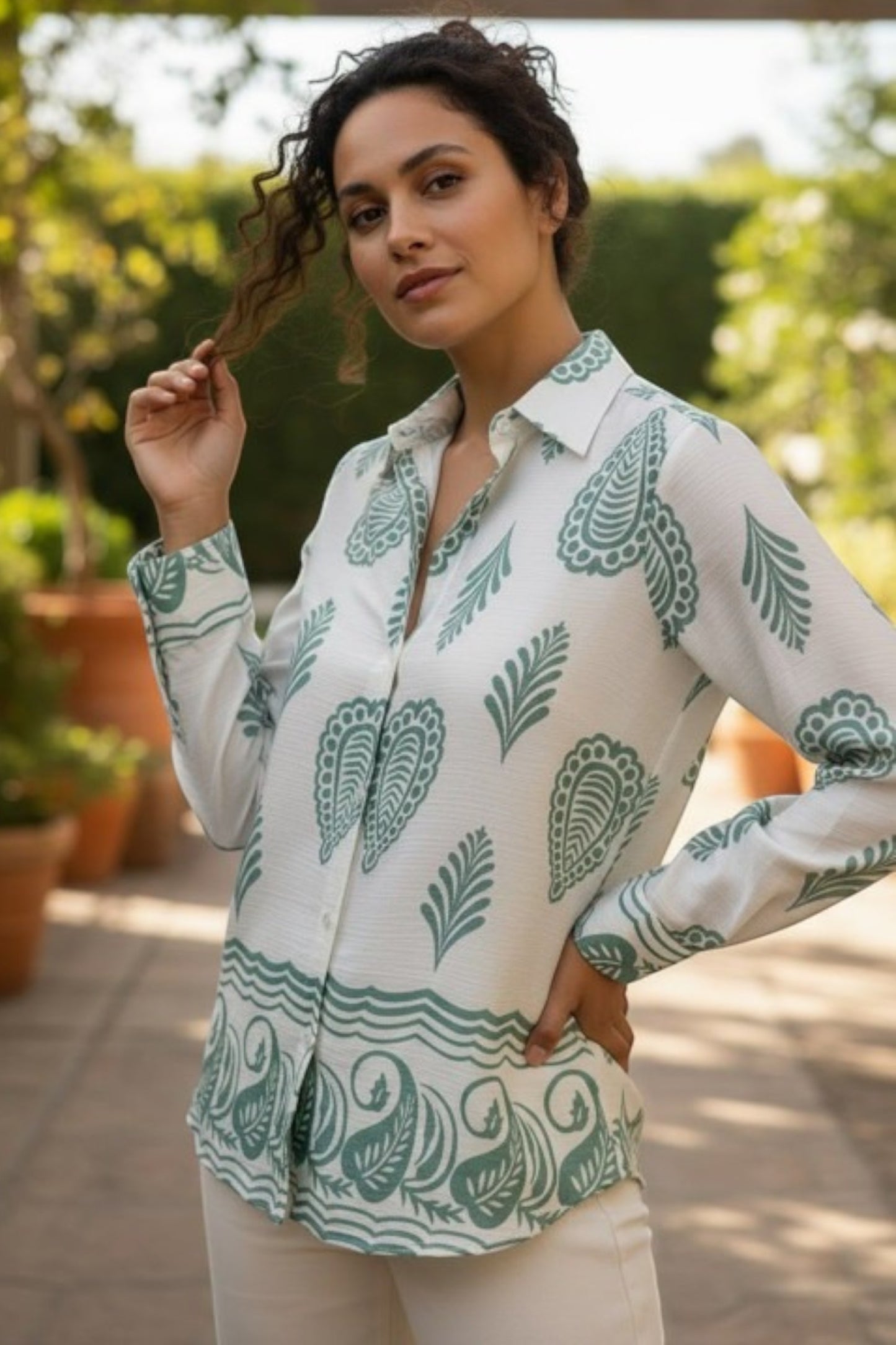 Seafoam Heritage Motif Shirt