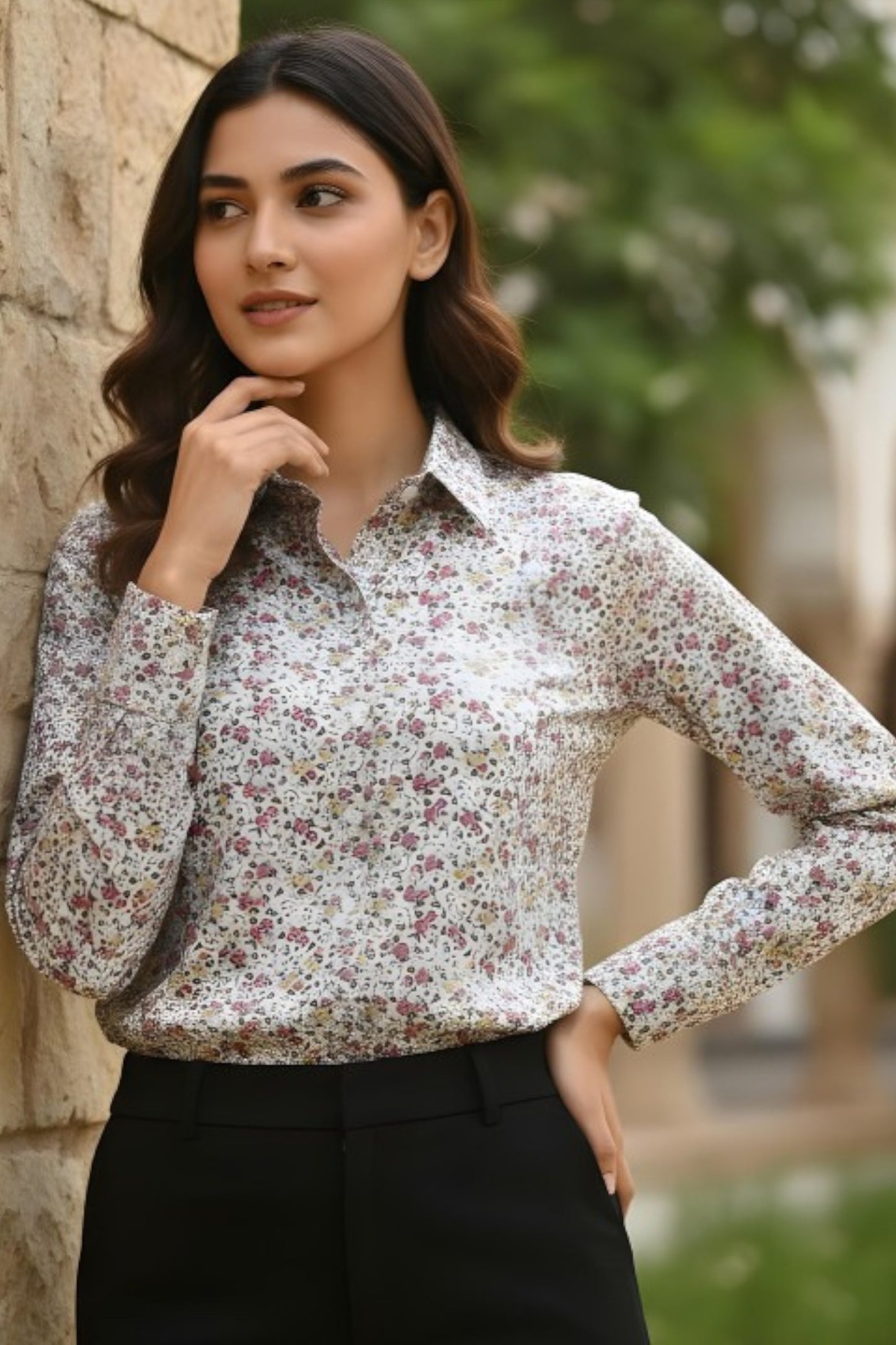 Blossom Speckle Micro-Floral Shirt