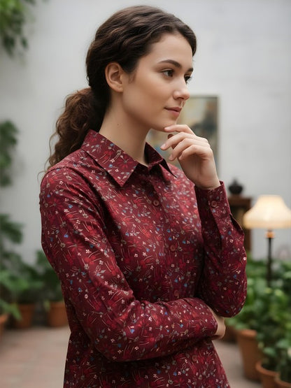 Garnet Bloom Micro-Floral Shirt