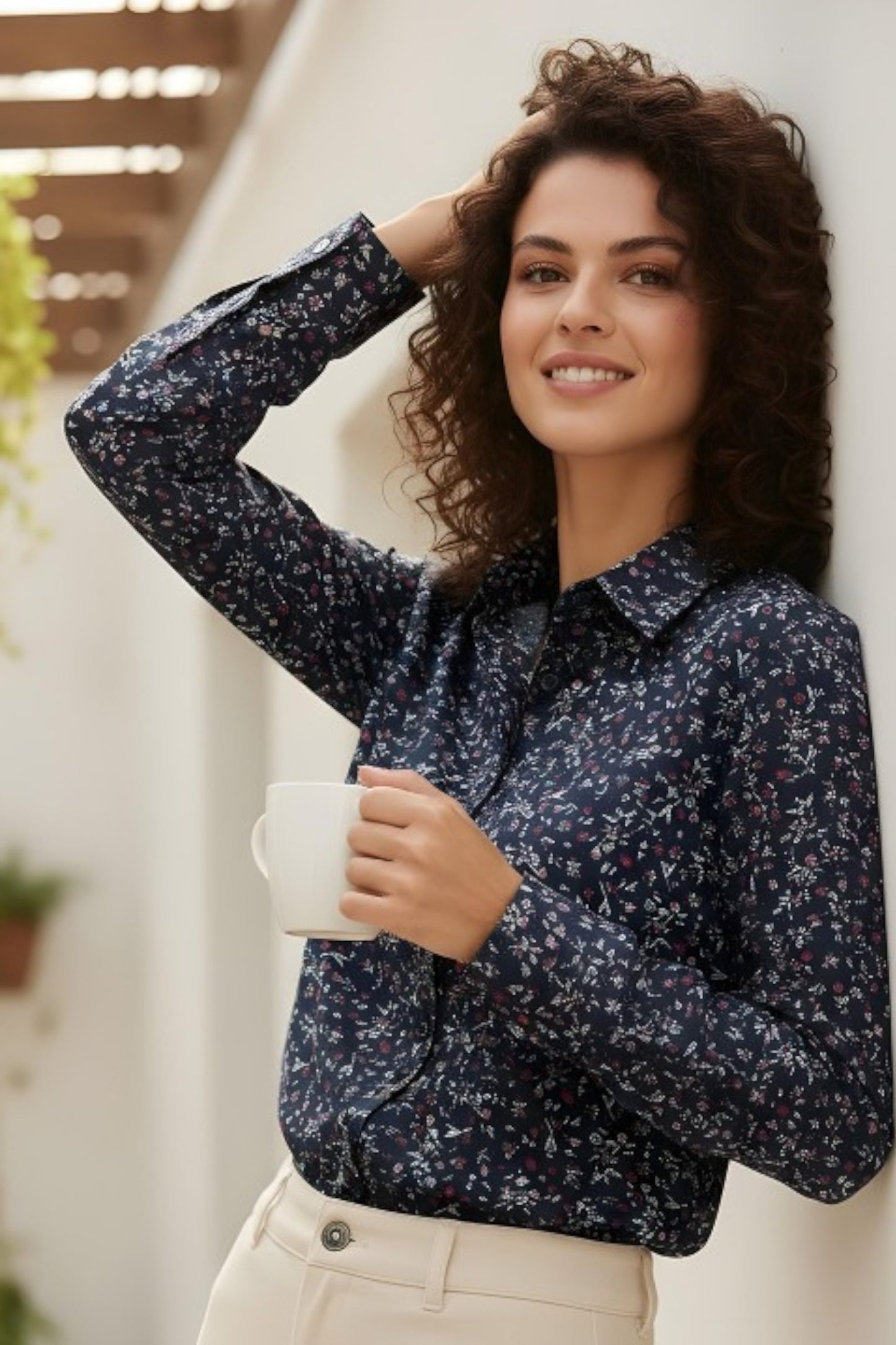 Midnight Blue Botanical Pattern Shirt