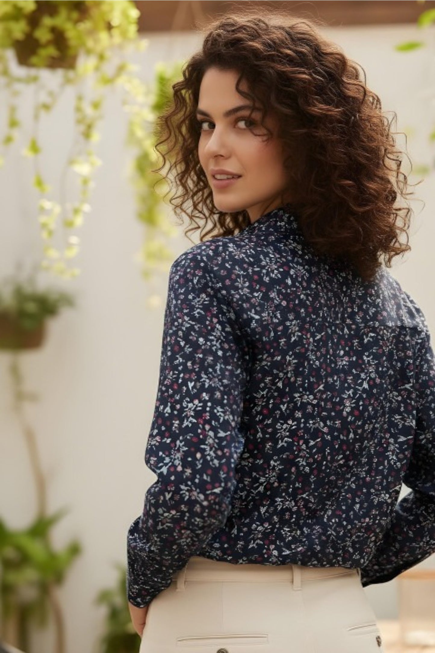 Midnight Blue Botanical Pattern Shirt