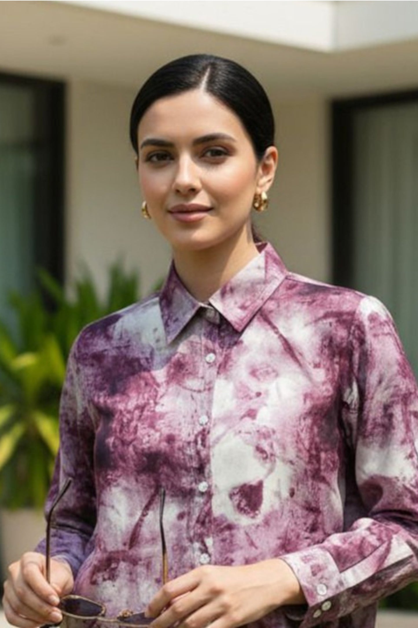 Plum Aura Abstract Print Shirt
