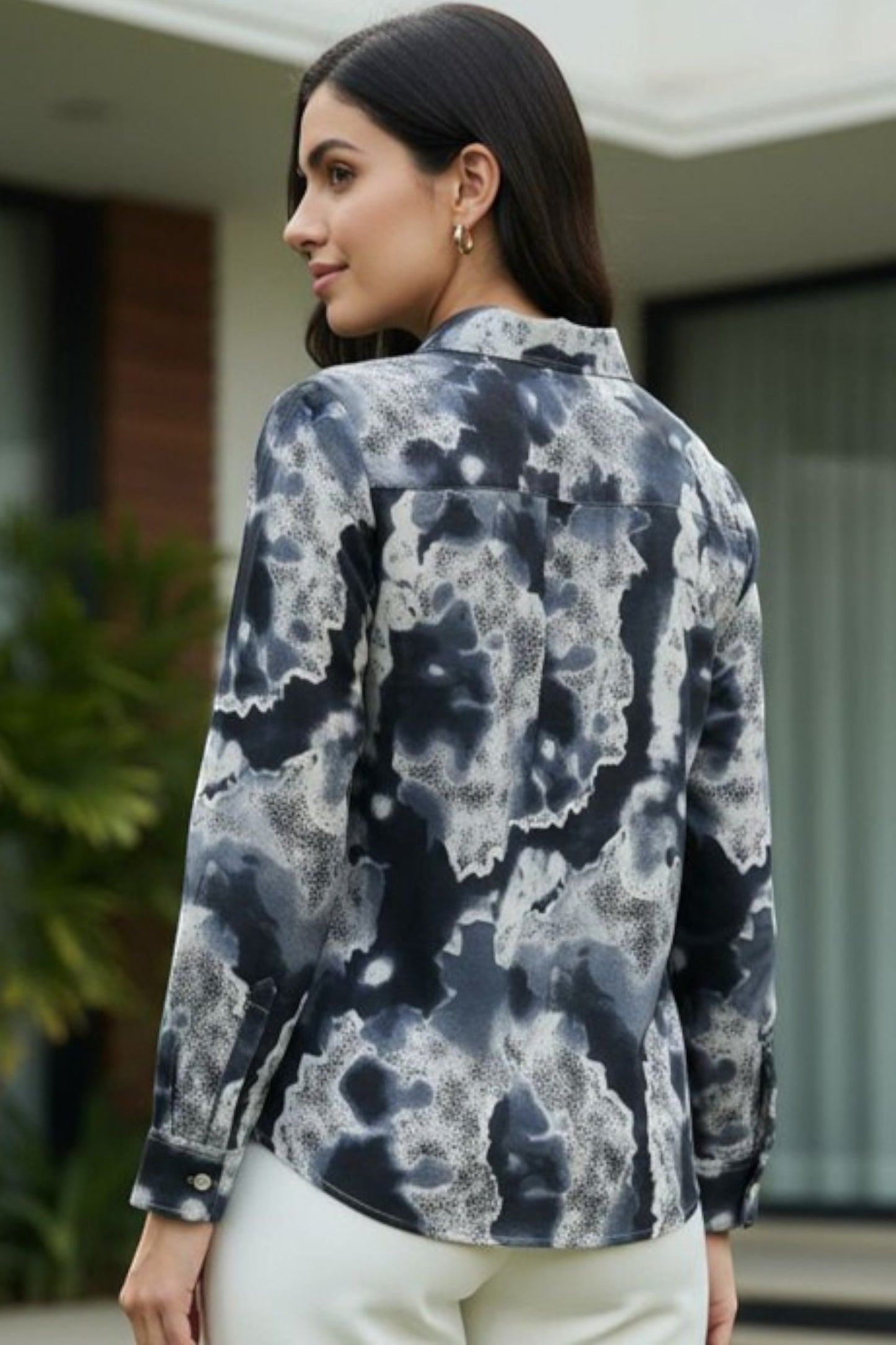 Monochrome Marble Print Shirt