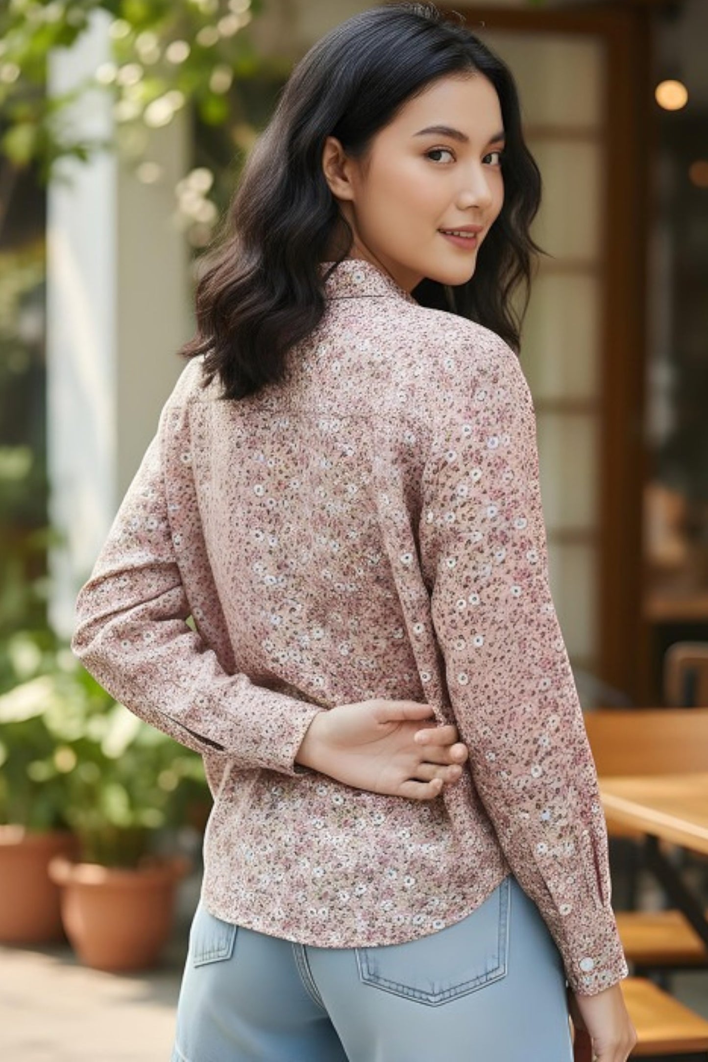 Blush Meadow Micro-Floral Shirt