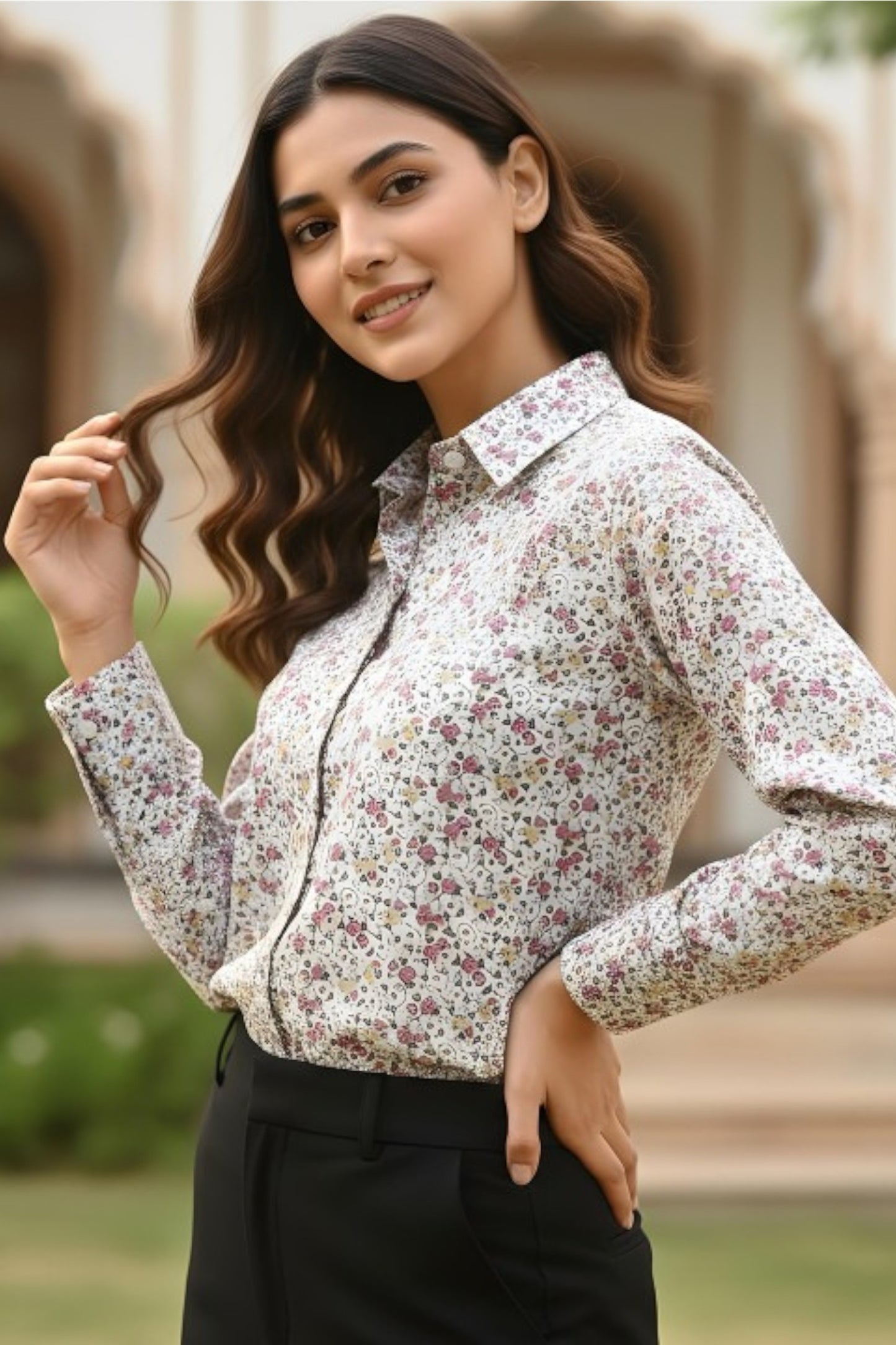 Blossom Speckle Micro-Floral Shirt