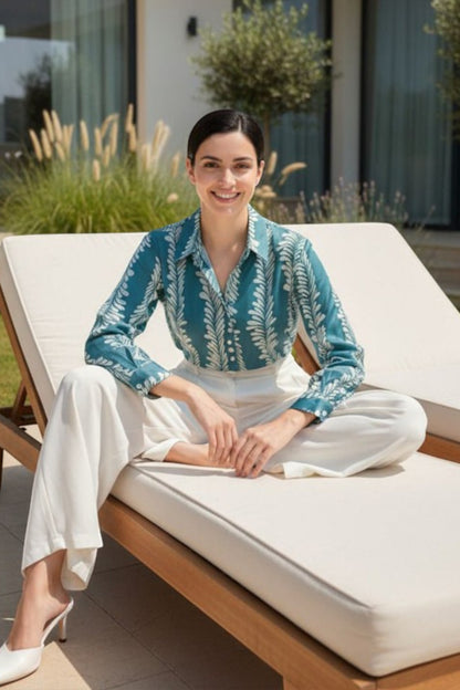 Aqua Fern Printed Shirt