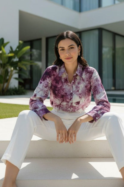 Plum Aura Abstract Print Shirt