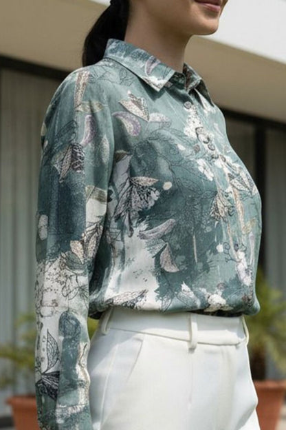 Sage Botanical Print Shirt