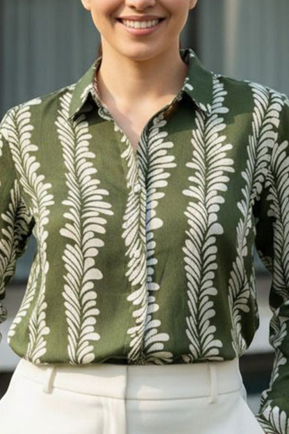 Green Botanical Stripe Shirt