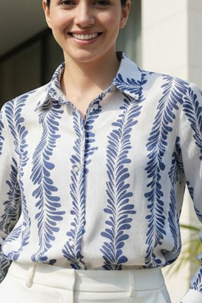 Blue Botanical Stripe Shirt