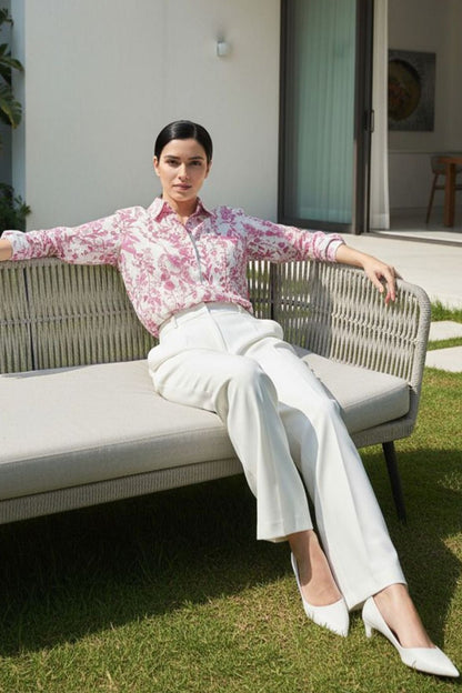 Pink Botanical Print Classic Shirt