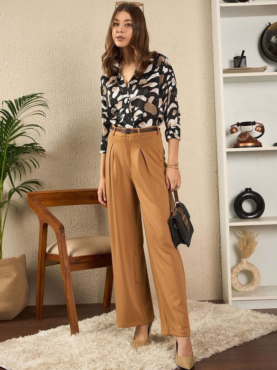 Monochrome Brushstroke Print Shirt