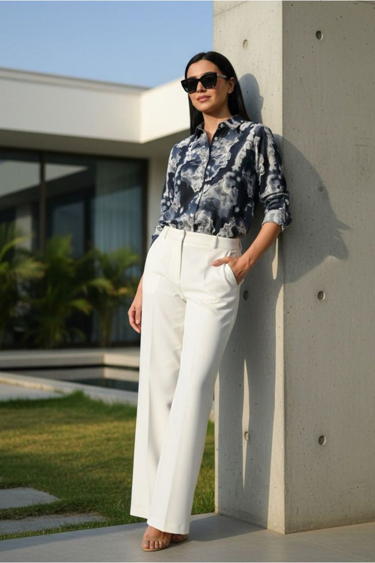 Monochrome Marble Print Shirt