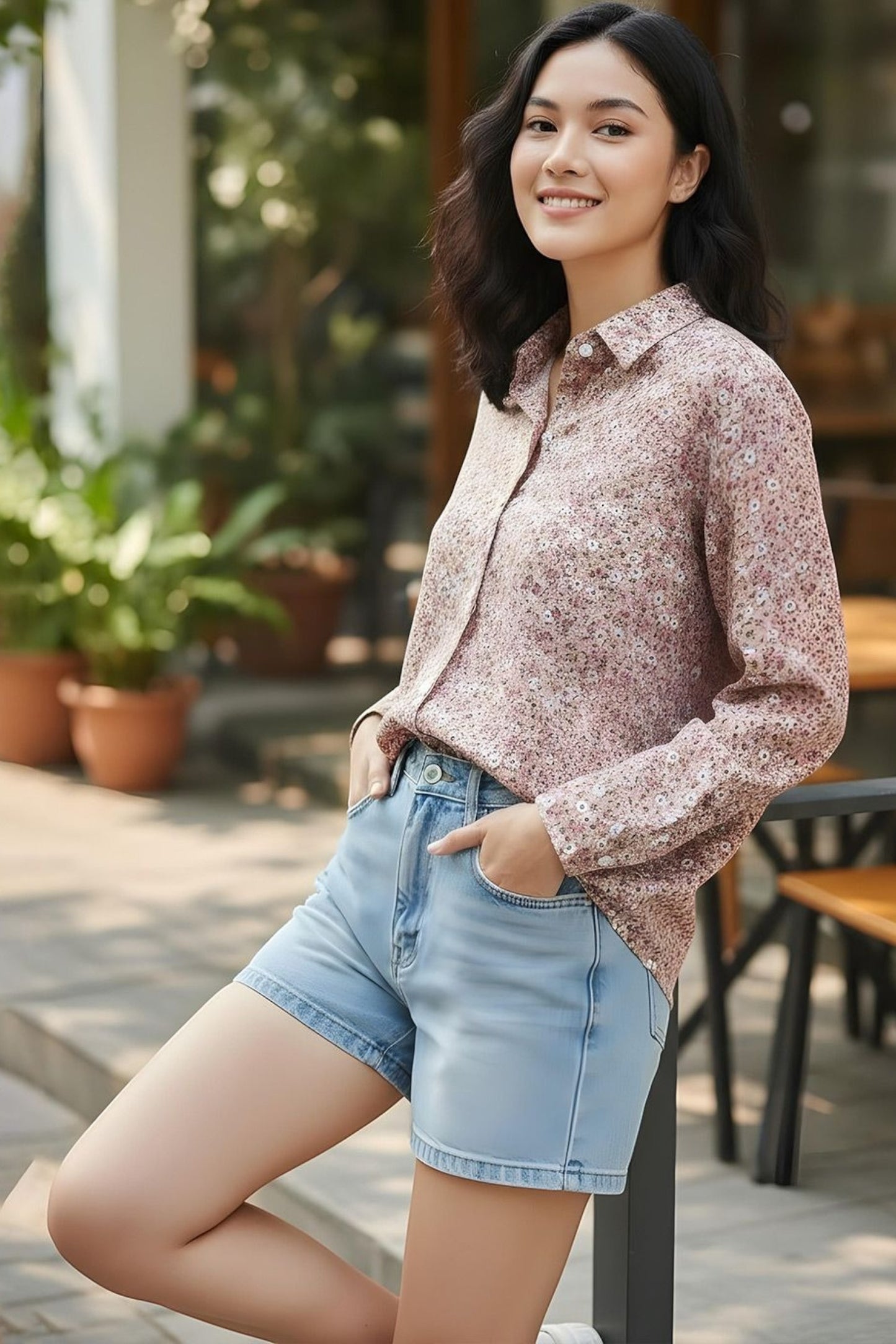 Blush Meadow Micro-Floral Shirt