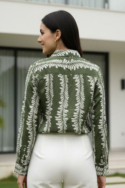 Green Botanical Stripe Shirt