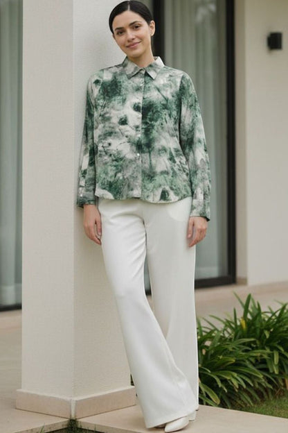 Emerald Mist Abstract Print Shirt