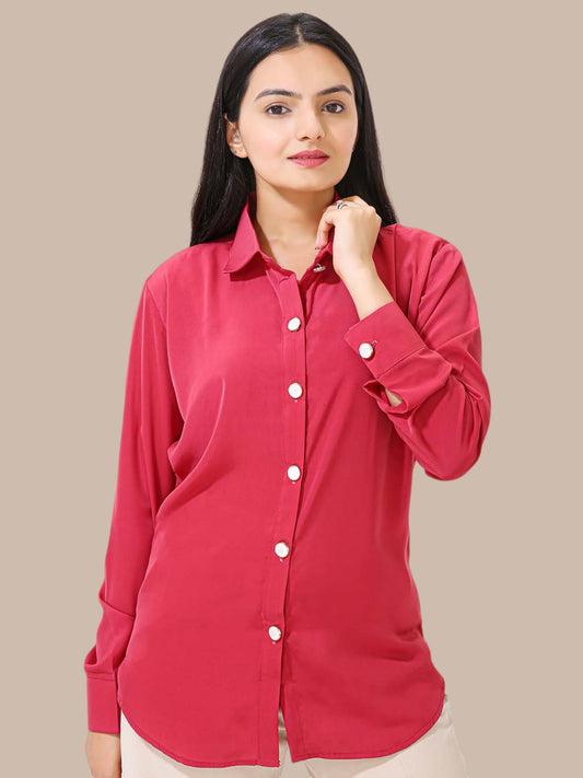 CLASSIC SOLID SHIRT-FUCHSIA PINK
